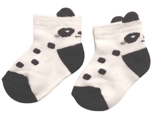 Letné bavlnené ponožky pre bábätko biele s čiernou - Panda, veľ. 0-6 mesiacov