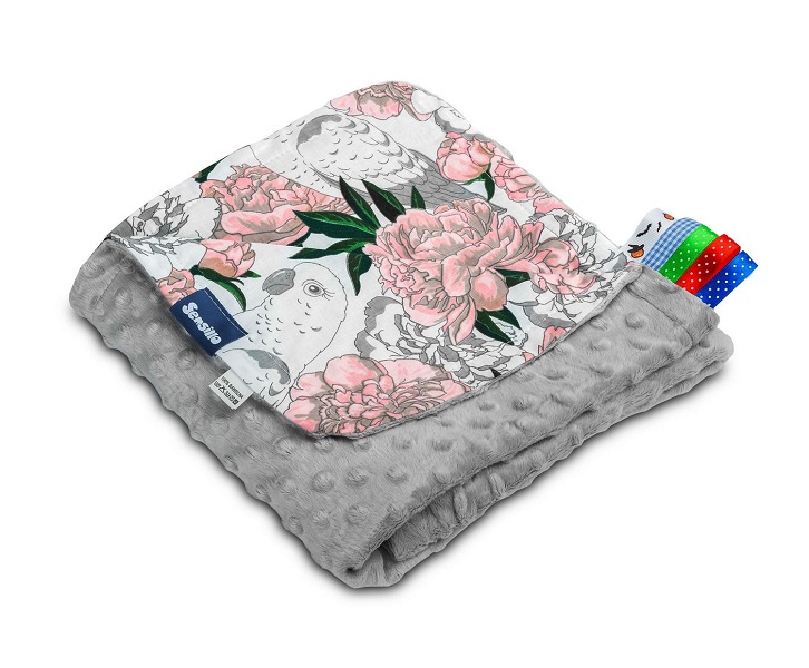Sensillo deka dvojvrstvová sivá minky / bavlna - Kvety