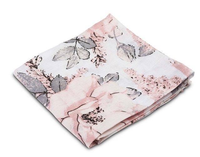 Sensillo mušelínová plienka biela s potlačou 70x80 cm - Pivónie