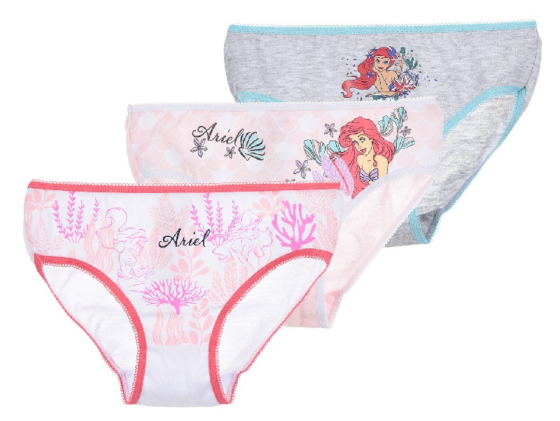 Disney dievčenské bavlnené nohavičky 3 kusy v balení - Ariel, veľ. 104/110
