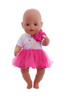 Šaty + mašľa pre bábiku Anabell, Baby born 43 cm
