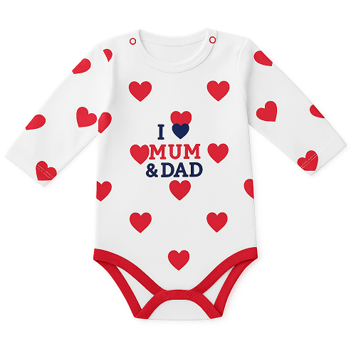 Body dlhý rukáv biele s červenou - I love, veľ. 12-18 mesiacov