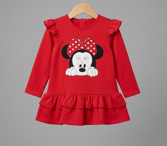 Detské teplákové šaty dlhý rukáv červené - Minnie, veľ. 92