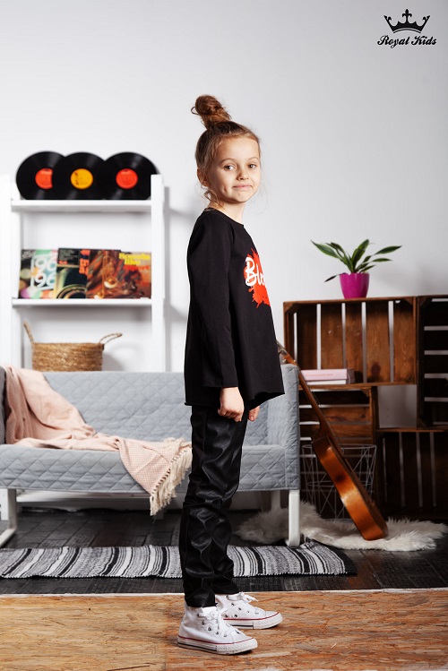 Dievčenské tričko s dl. rukávom čierne Royal Kids , veľ. 128/134
